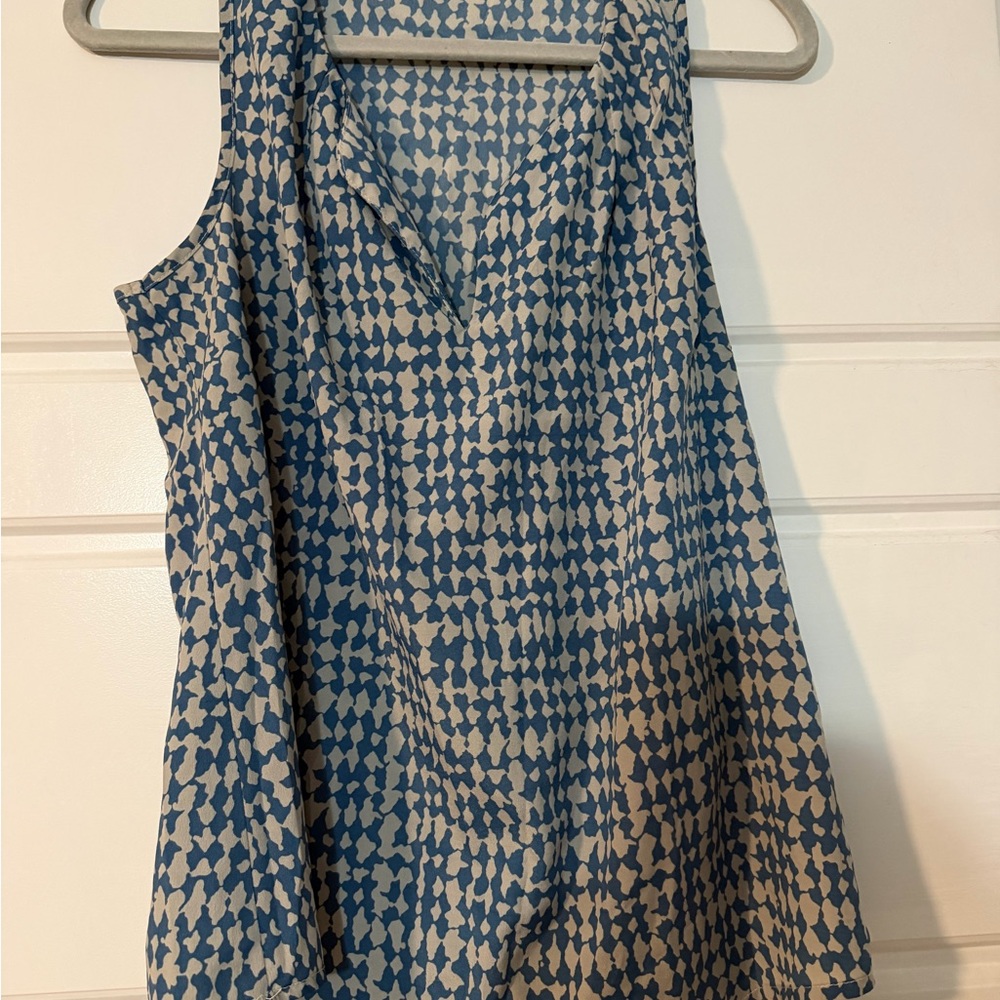 Love 21 Blue and Cream Patterned Women's Top